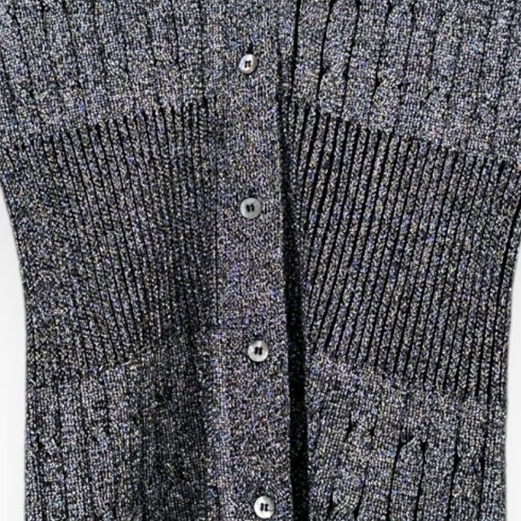 Rodarte x & Other Stories Silver Gray Metallic Rib Knit Light Cardigan Sweater - Picture 3 of 7